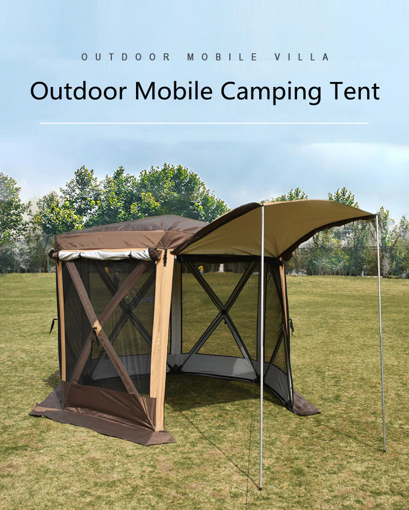 Cheap Goat Tents Outdoor Fully Automatic Camping Tent Movable Hexagonal Tent Pergola Awning Breathable Anti mosquito Family Party Travel Tent   